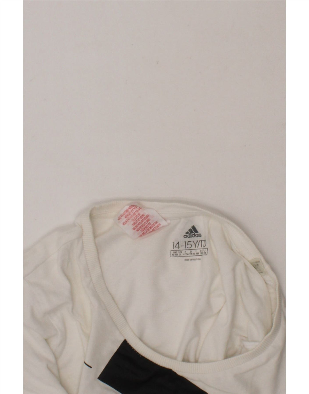 ADIDAS Girls Graphic T-Shirt Top 14-15 Years White Cotton Vintage Adidas and Second-Hand Adidas from Messina Hembry 