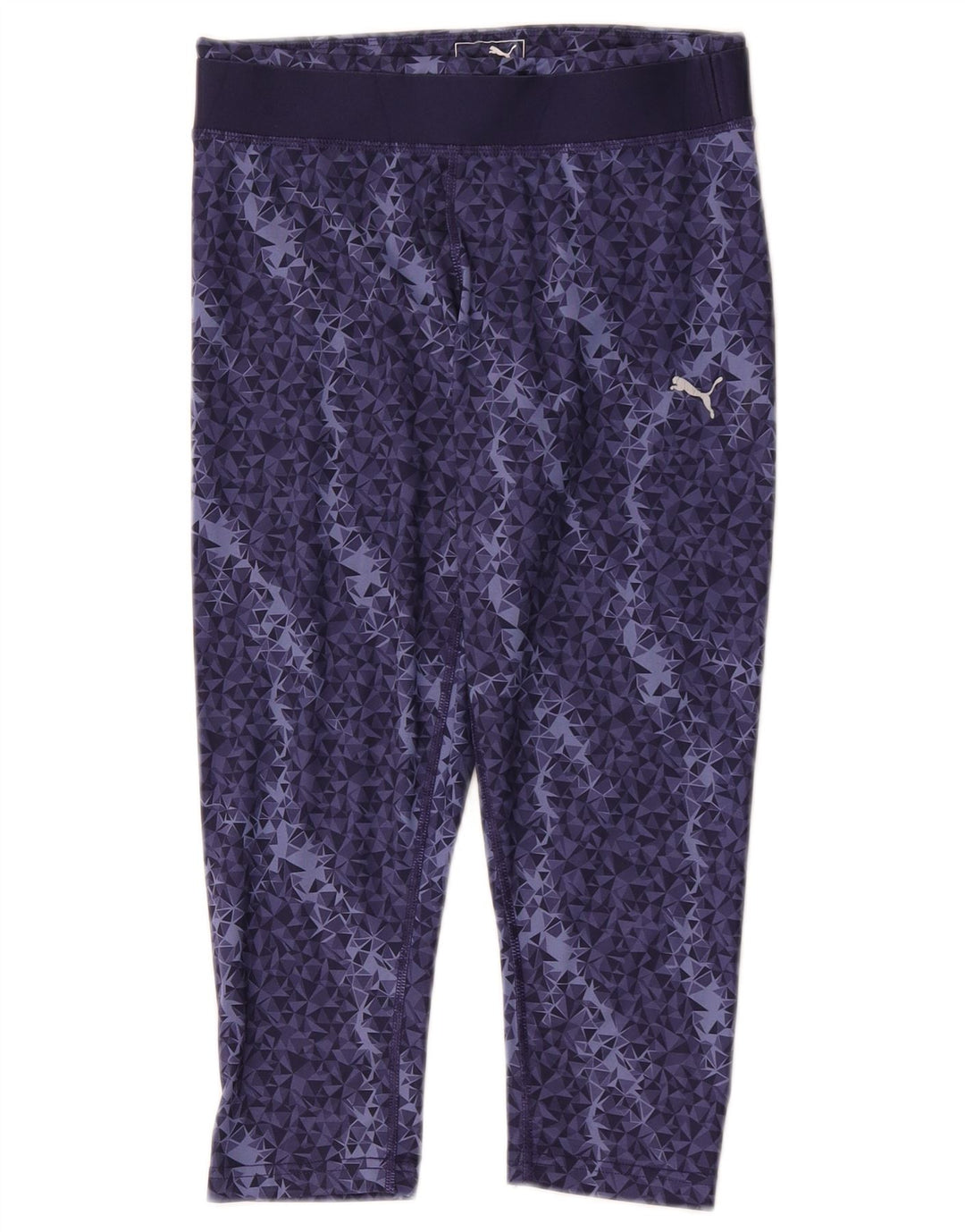 Puma Womens Capri Leggings UK 10 Pequeno Poliéster Geométrico Azul Marinho