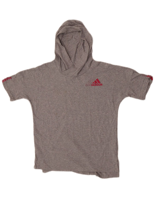 Camiseta Adidas Meninas com Capuz Top 15-16 Anos XL Cinza Algodão Flecked