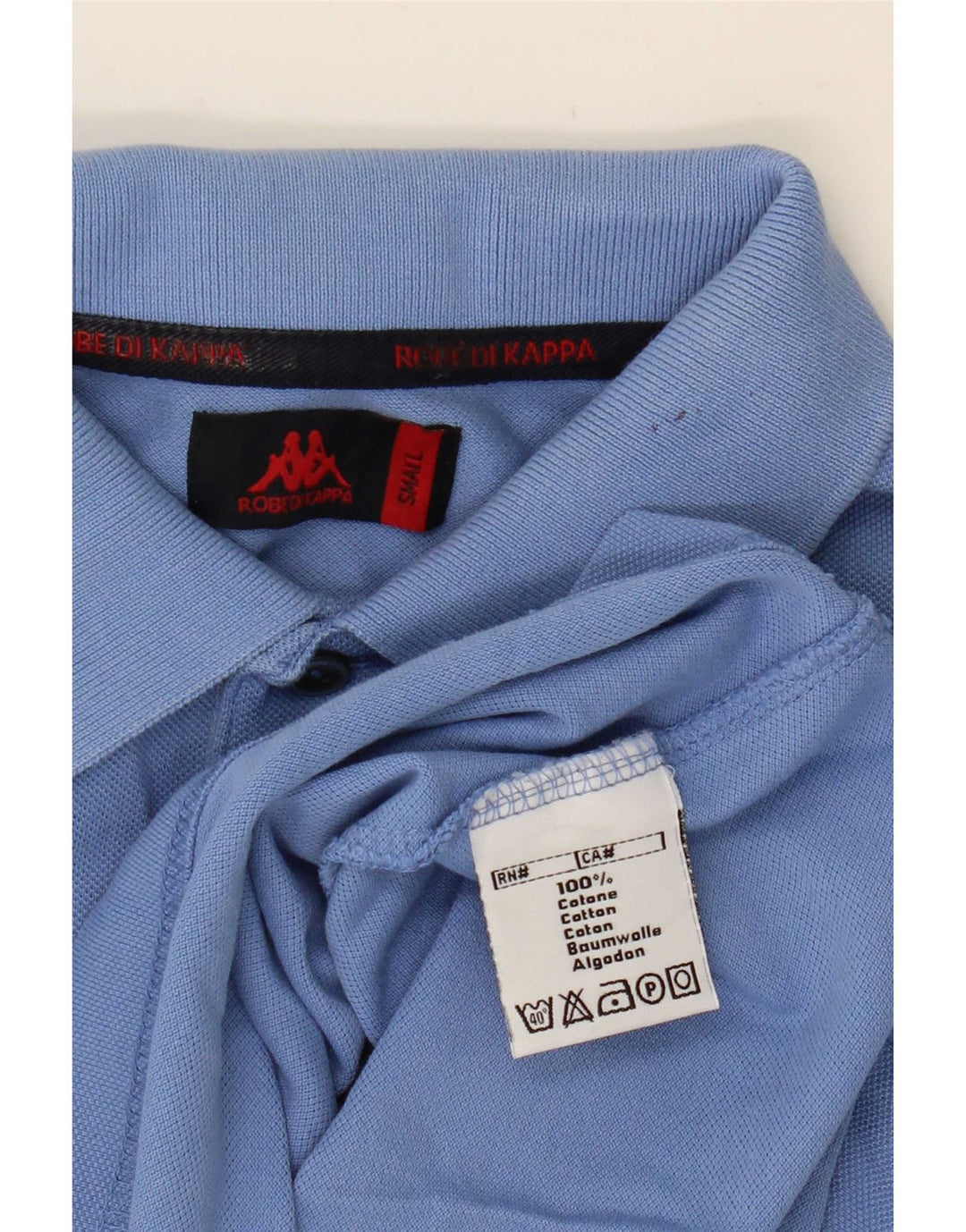Camisa polo masculina Kappa pequena azul algodão