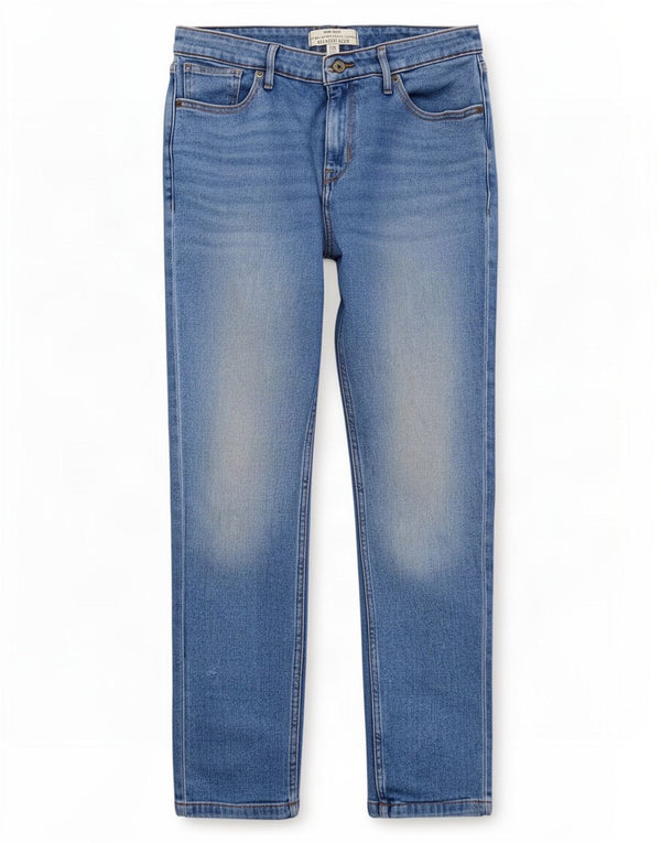 Jeans femininos White Stuff com ajuste relaxado e ajuste fino Reino Unido 12 médio W28 L27 algodão azul