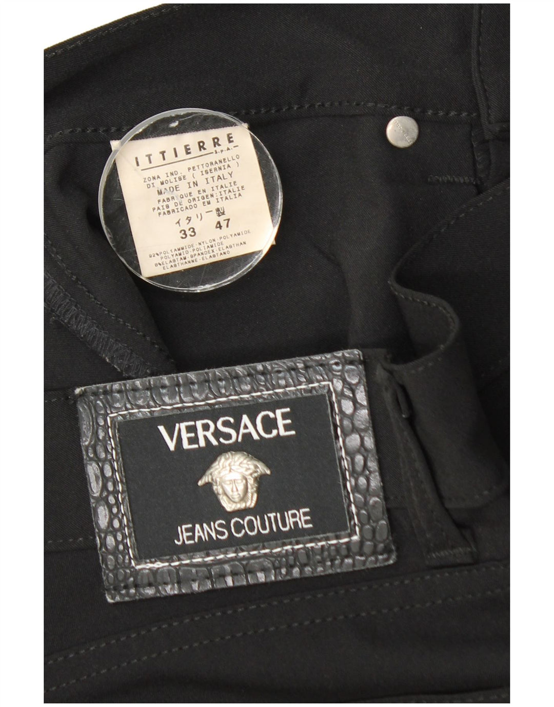 Versace Calça masculina reta casual W33 L31 poliamida preta