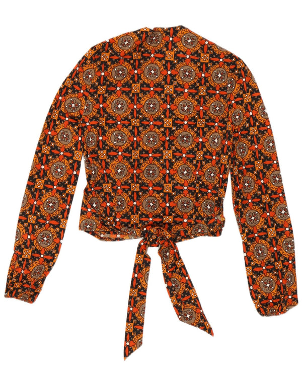 Blusa feminina vintage cropped uk 10 pequena laranja paisley