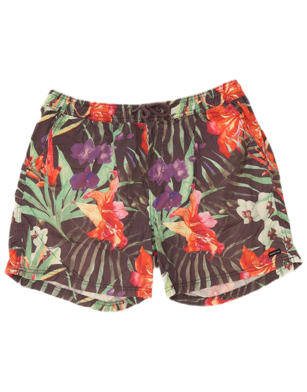 Shorts de natação masculino Jack & Jones grande algodão floral cinza