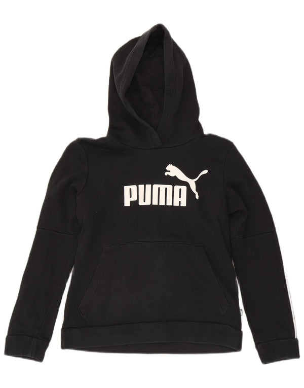 Jumper com capuz gráfico feminino Puma 9-10 anos pequeno algodão preto