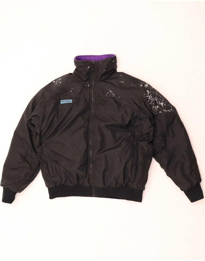 Jaqueta acolchoada reversível feminina Columbia UK 16 grande bloco colorido roxo