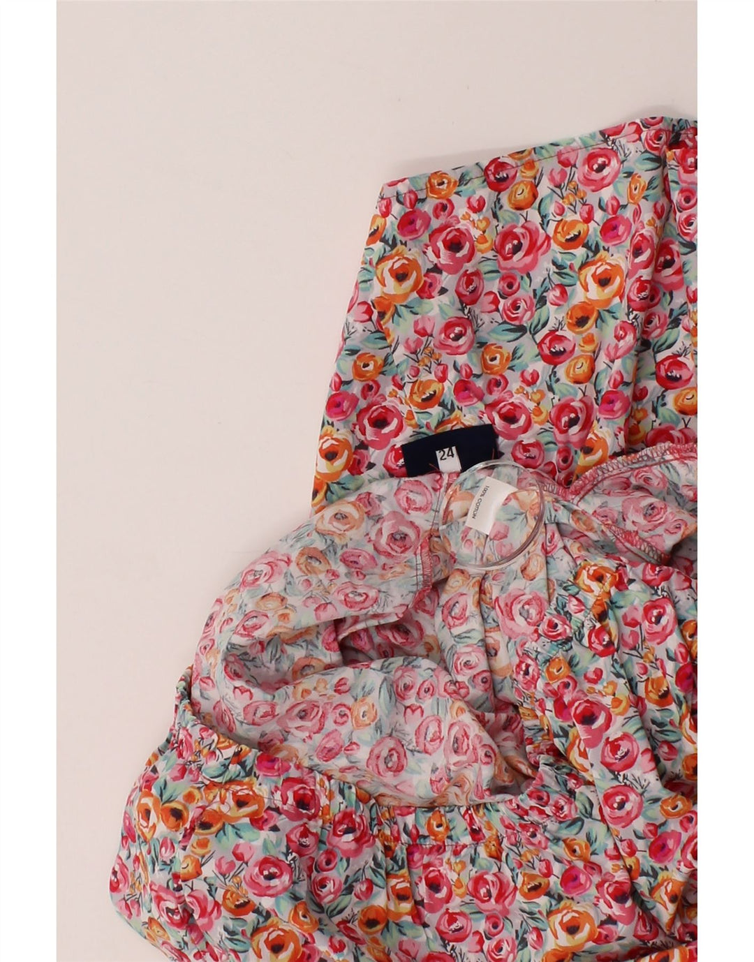 VINTAGE Womens A-Line Skirt W40 2XL Pink Floral Cotton Vintage Vintage and Second-Hand Vintage from Messina Hembry 
