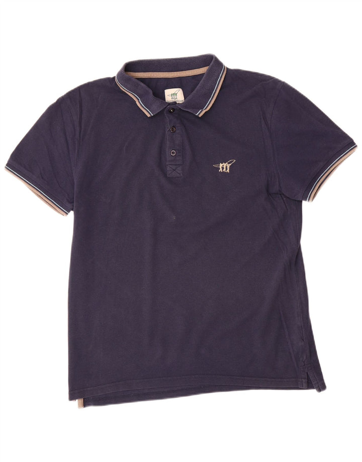 Camisa polo masculina Henry Cottons médio algodão azul marinho