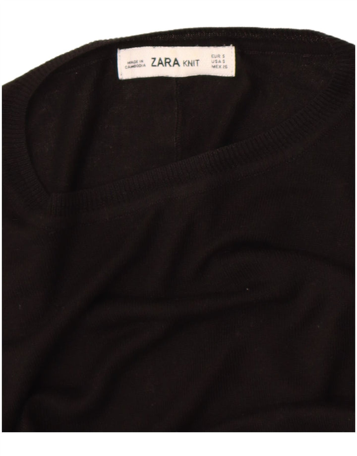 Zara Suéter feminino oversized com gola redonda Reino Unido 10 pequeno preto