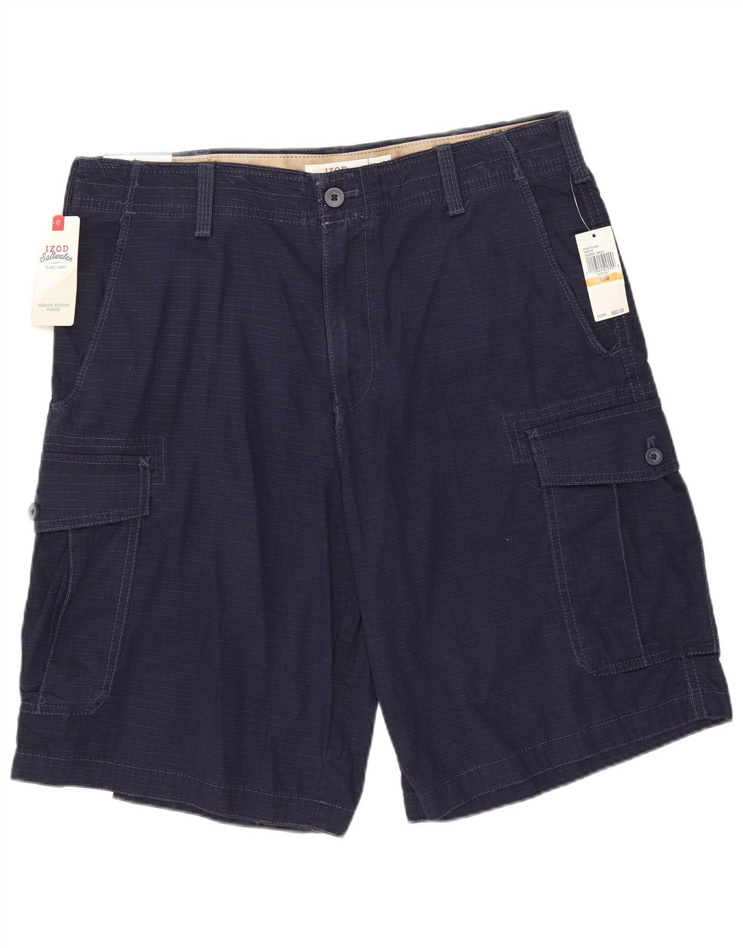 IZOD Mens Salt Water Cargo Shorts W33 Médio Algodão Azul Marinho