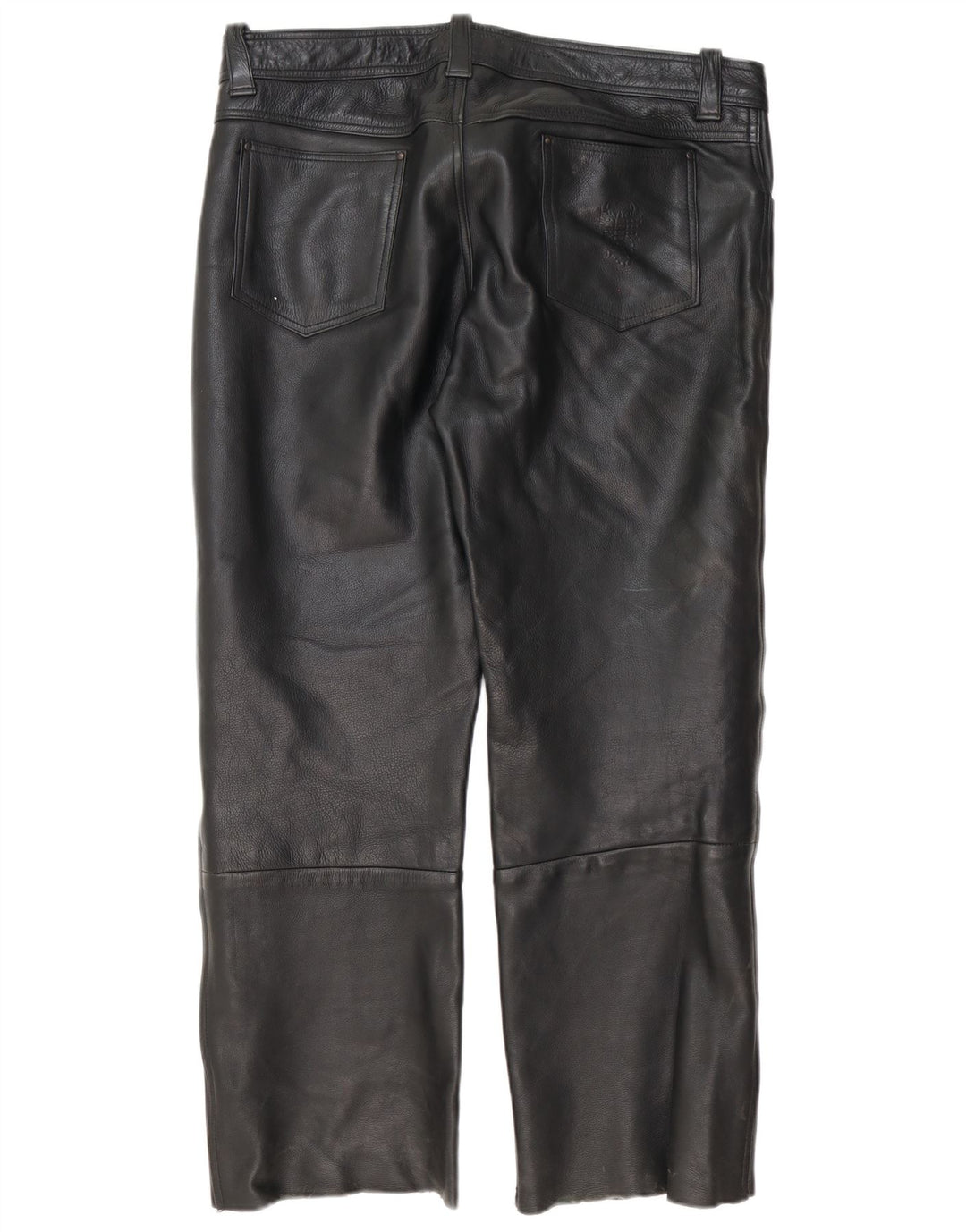 Calças de couro retas masculinas vintage W40 L30 pretas