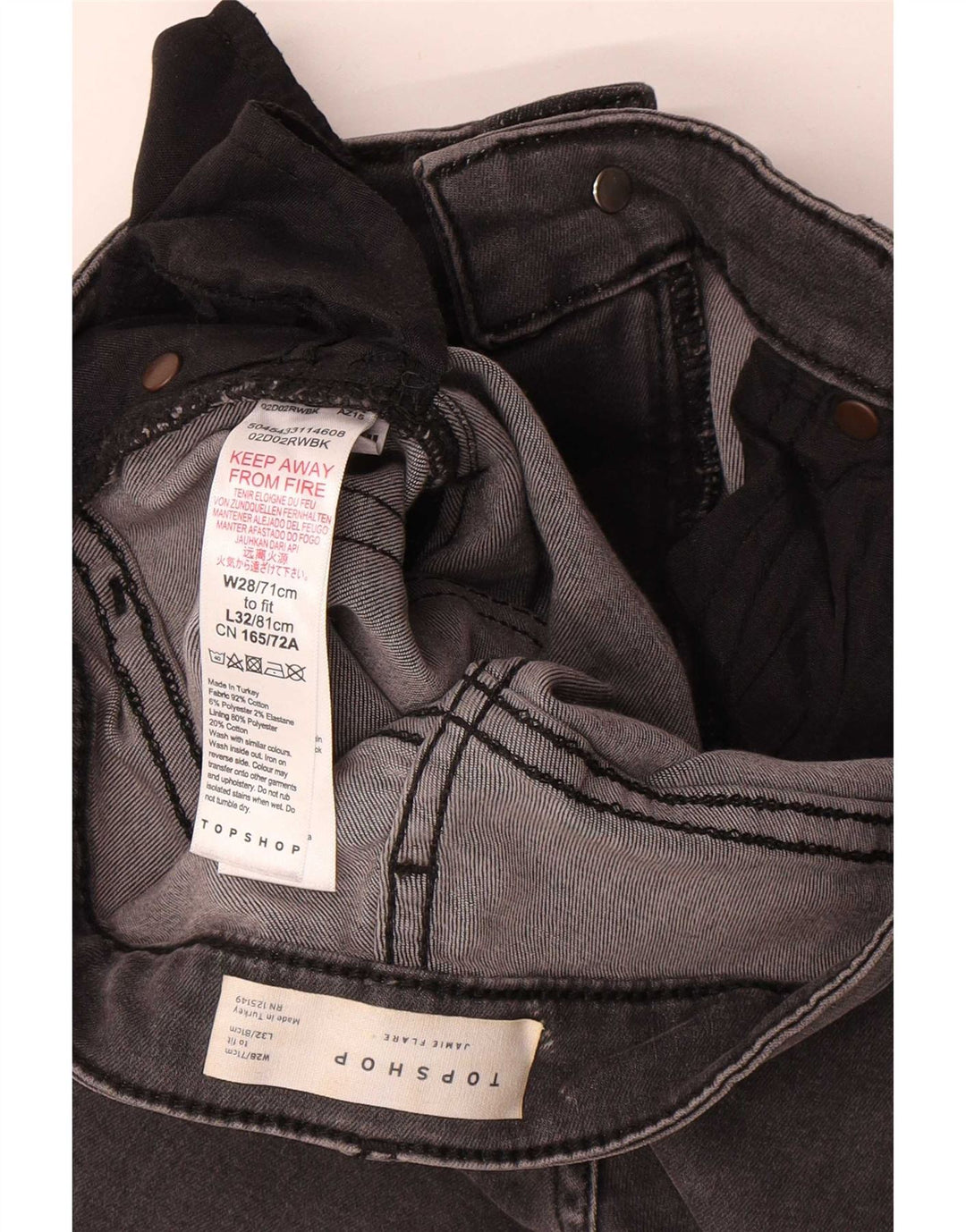 Topshop feminino Jamie Flared Jeans W28 L32 algodão cinza