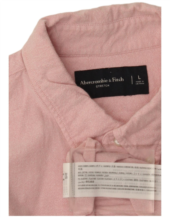 Camisa masculina Abercrombie & Fitch grande algodão rosa