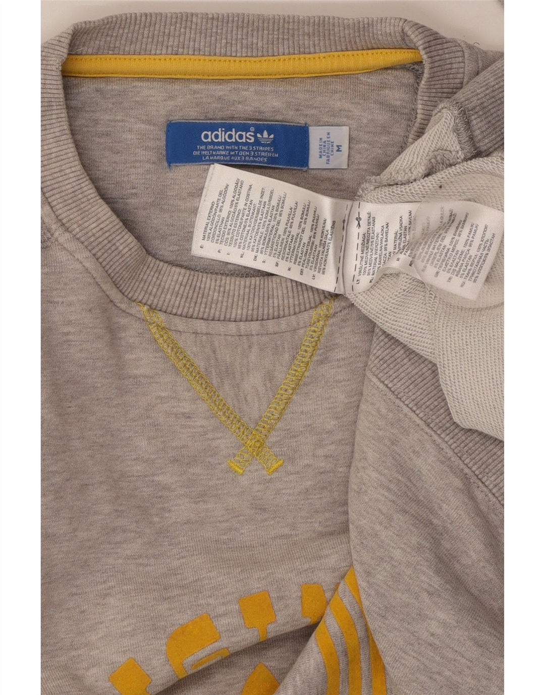 ADIDAS Mens Graphic Sweatshirt Jumper Médio Algodão Cinzento