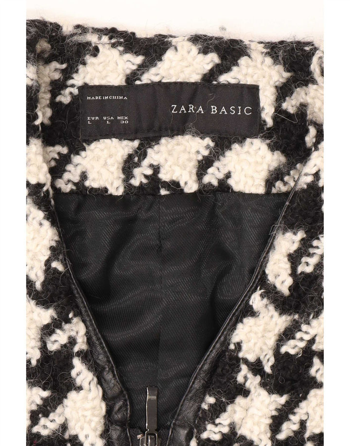Sobretudo feminino Zara Reino Unido 16 grande lã houndstooth preta