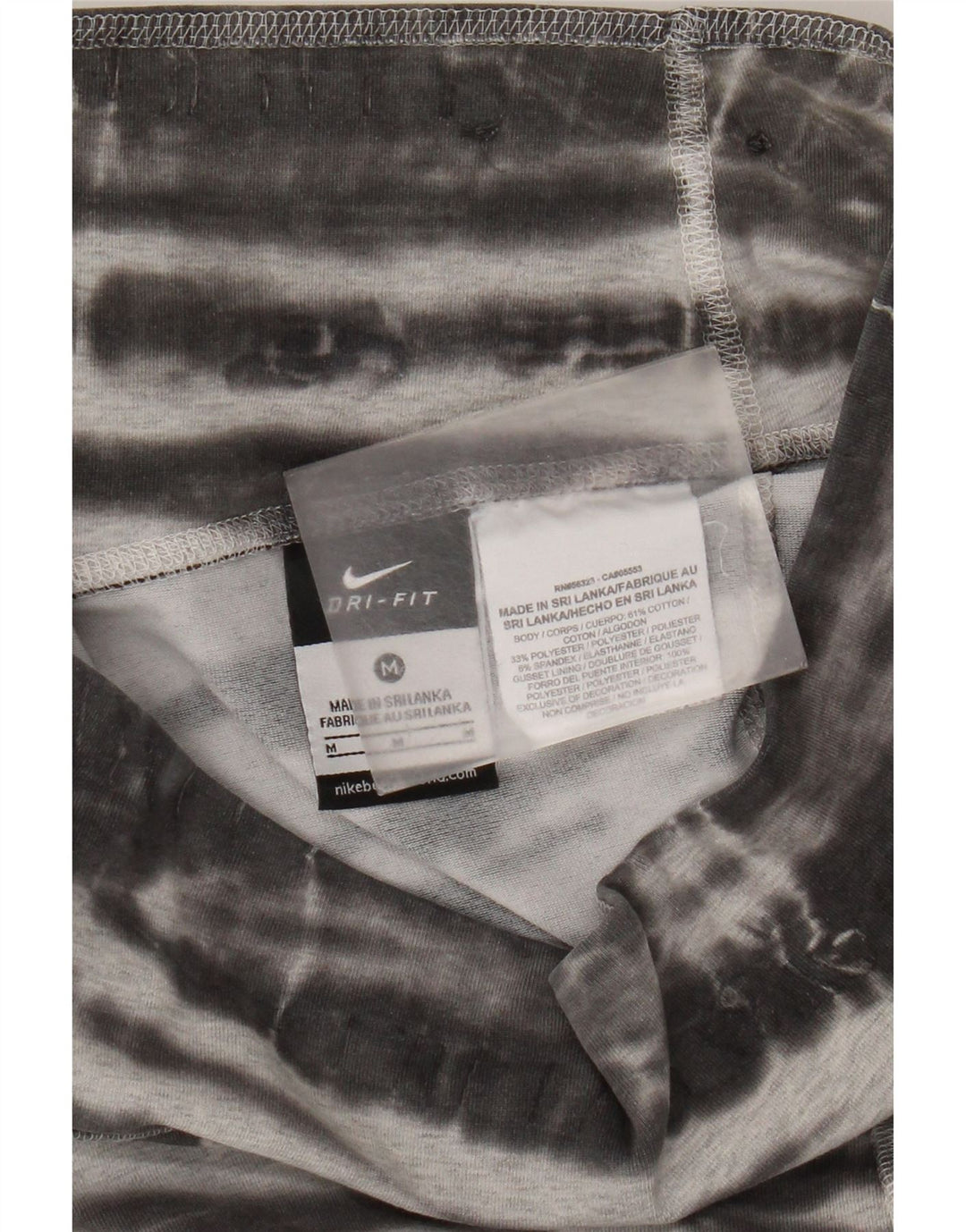 Nike Womens Capri Leggings UK 14 Médio Cinza Tie Dye Algodão