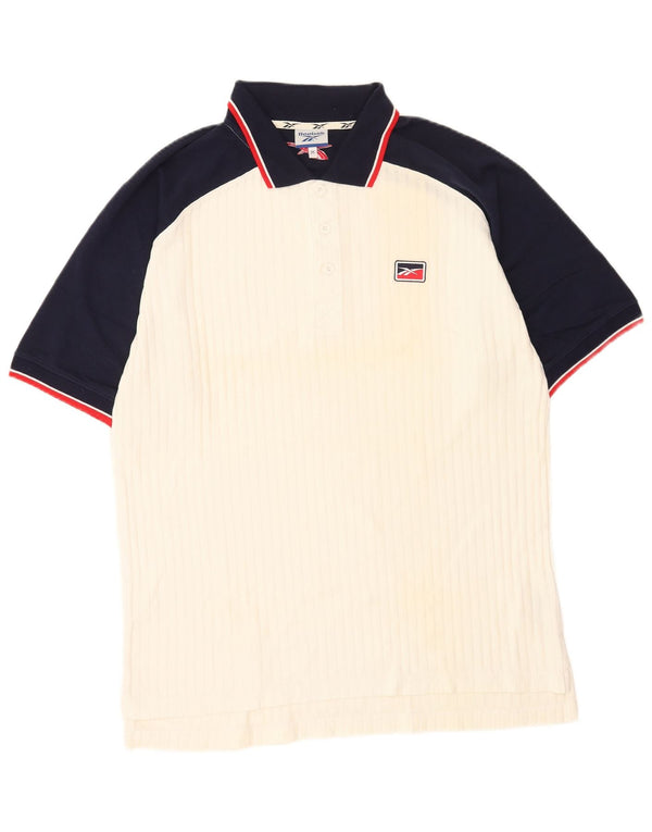 Camisa polo masculina Reebok médio branco colorblock algodão