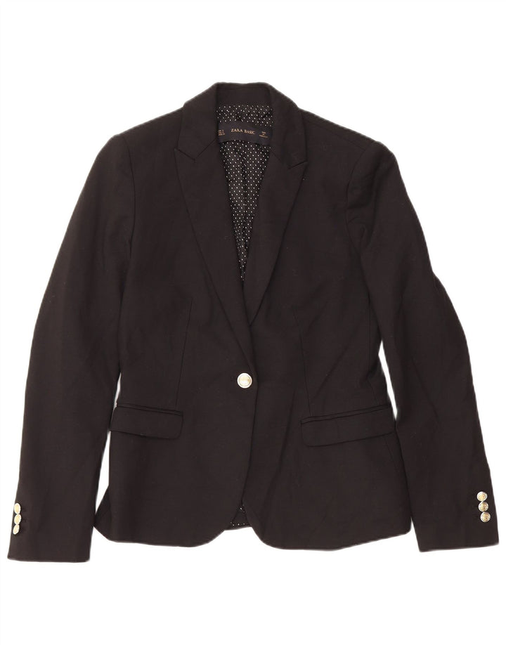 Jaqueta blazer feminina Zara com 1 botão Reino Unido 10 pequeno algodão preto