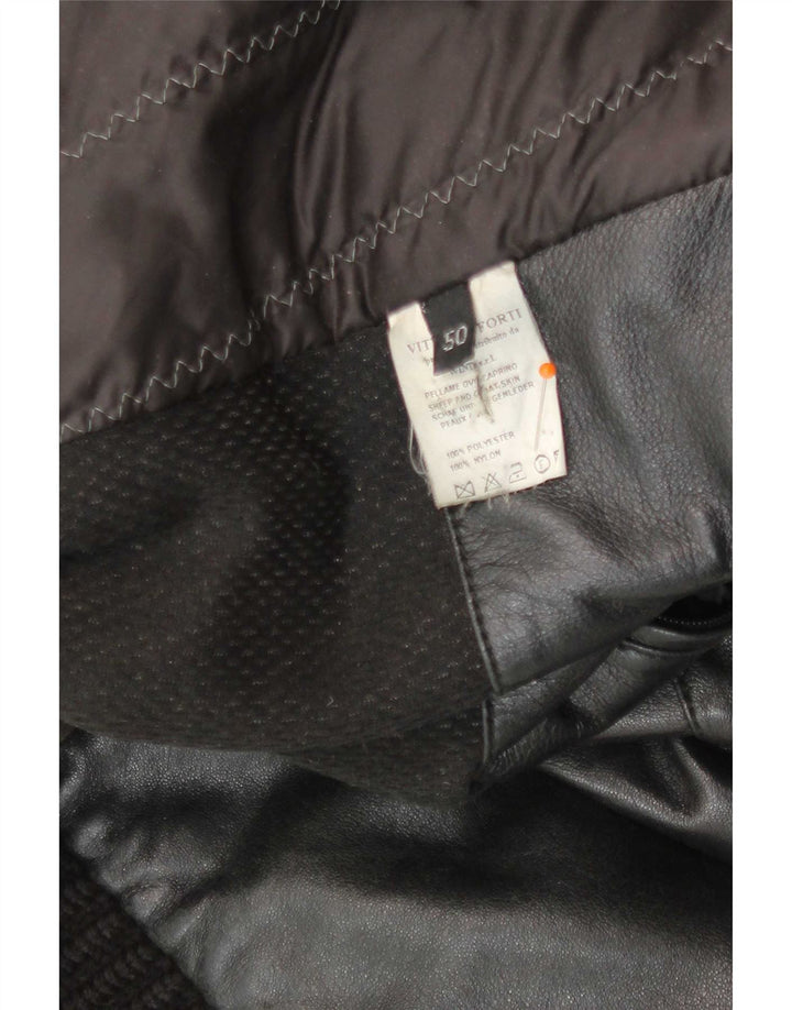 Jaqueta bomber masculina de couro Vittorio Forti IT 50 grande preta