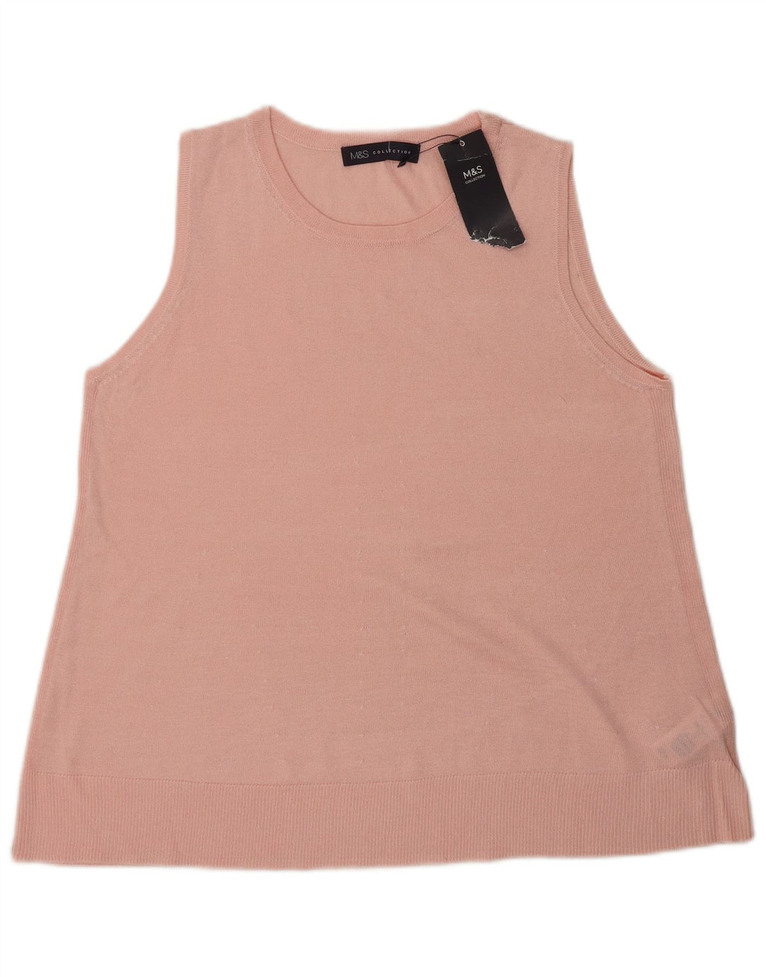 Top colete feminino sem mangas Marks & Spencer Reino Unido 14 viscose rosa médio