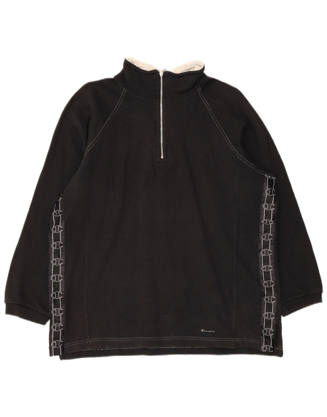 Moletom masculino Champion com gola e zíper, moletom médio preto de algodão