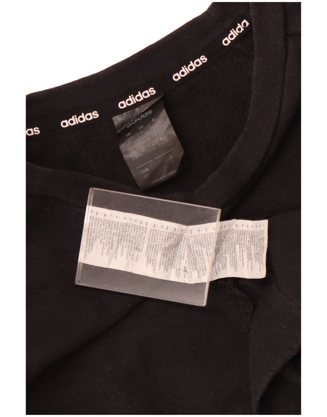 ADIDAS Womens Sweatshirt Jumper UK 8/10 Pequeno Algodão Preto