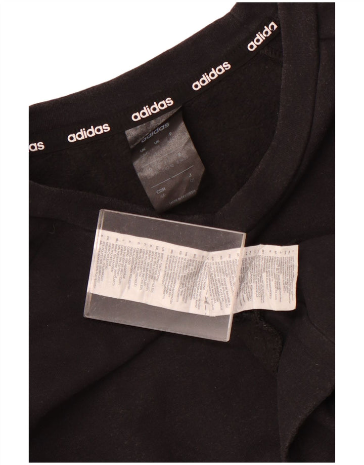 ADIDAS Womens Sweatshirt Jumper UK 8/10 Pequeno Algodão Preto