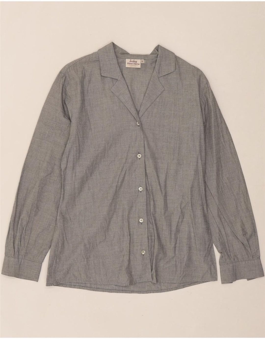 SISLEY Womens Relaxed Elegance Shirt IT 42 Medium Grey Cotton Vintage Sisley and Second-Hand Sisley from Messina Hembry 