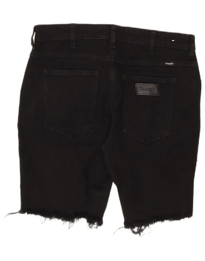 Shorts jeans Wrangler masculino desgastado W32 algodão preto médio