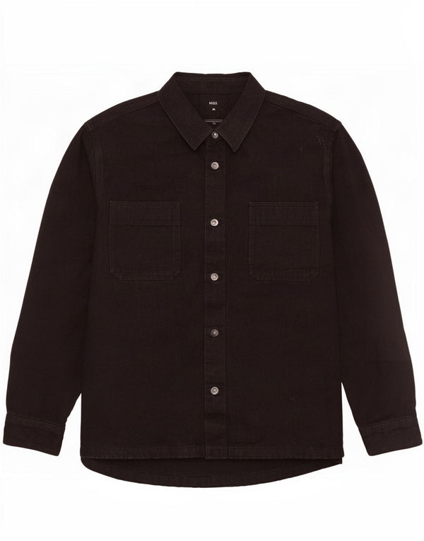 Camisa jeans masculina Marks & Spencer 3XL algodão preto