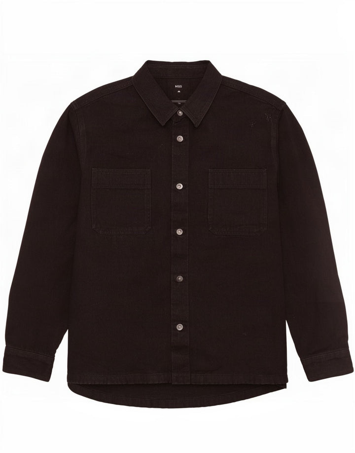 Camisa jeans masculina Marks & Spencer 3XL algodão preto