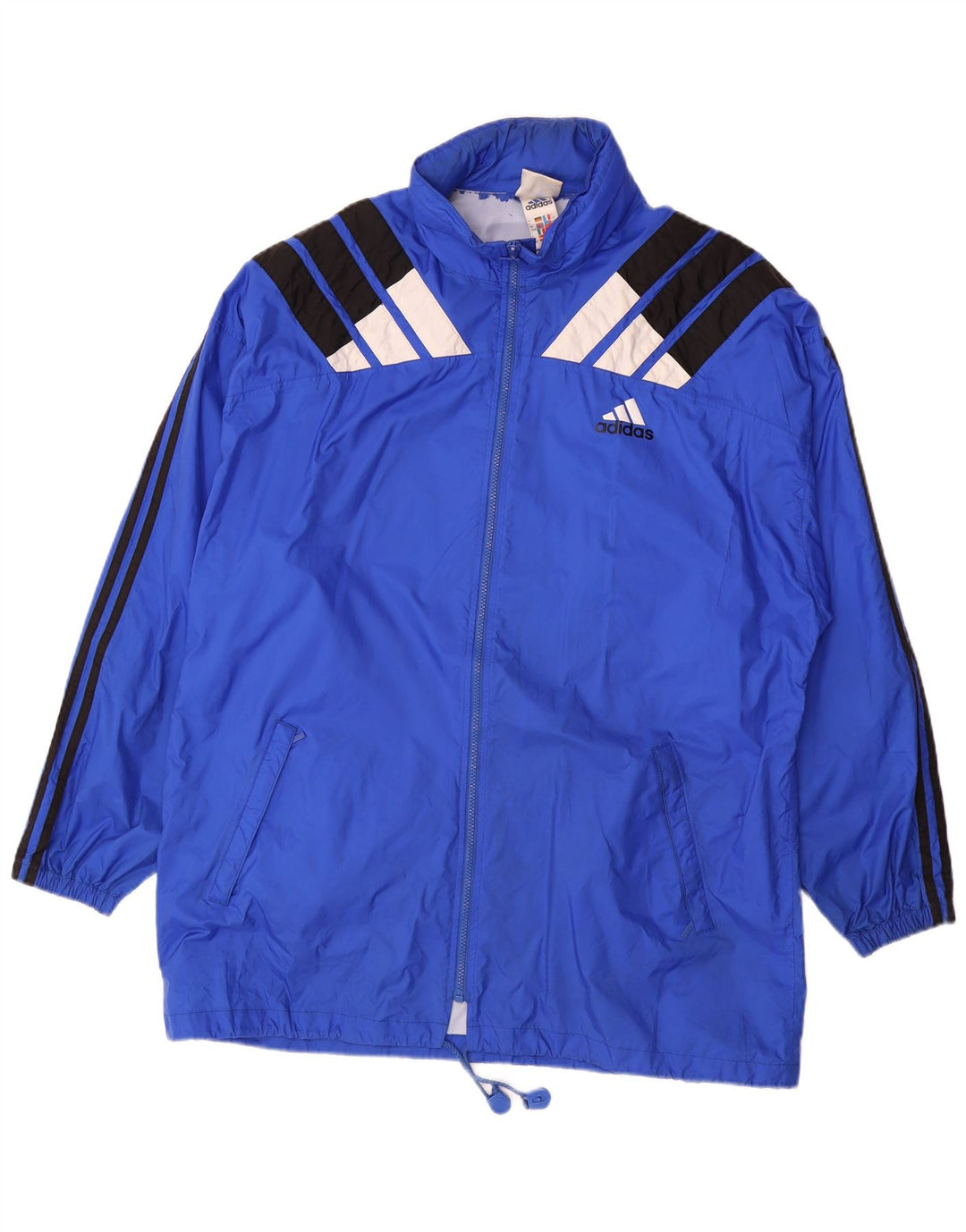Jaqueta de chuva masculina Adidas UK 44/46 grande azul colorblock poliamida