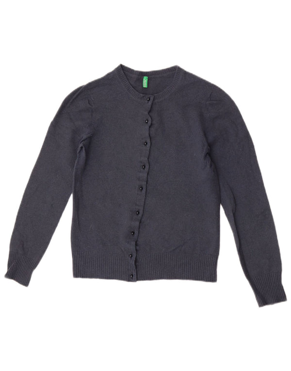 Suéter feminino Benetton Crop Cardigan UK 6 XS azul marinho lã