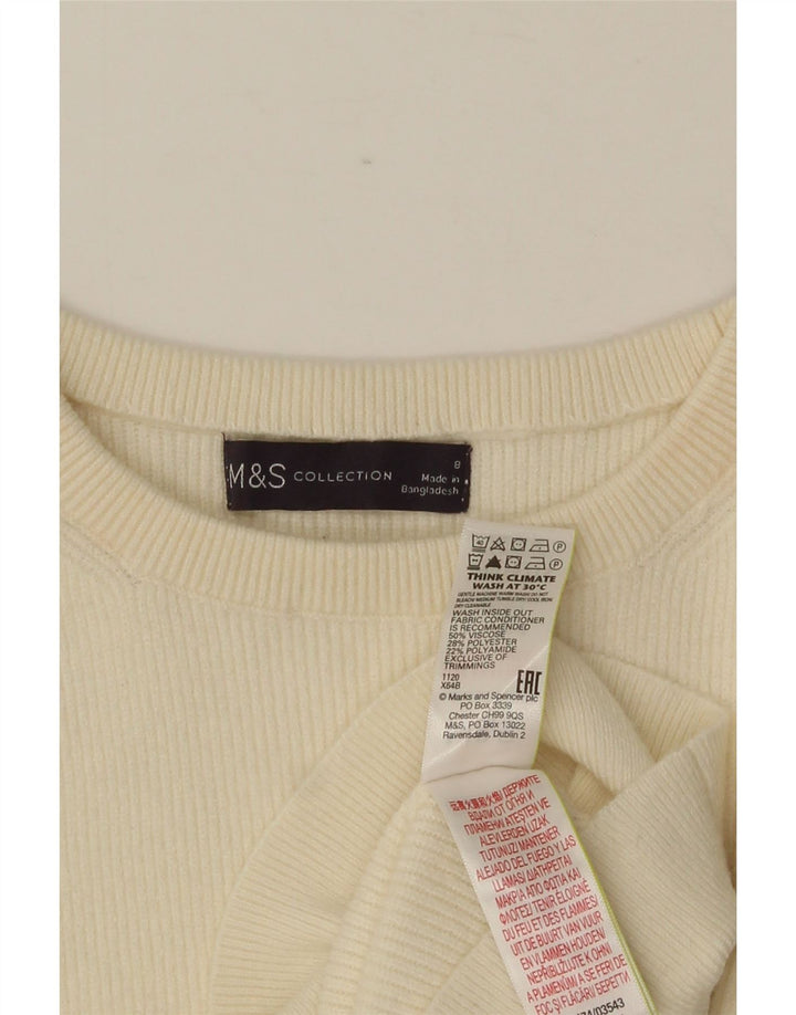 MARKS & SPENCER Suéter feminino com gola redonda Reino Unido 8 pequeno bege