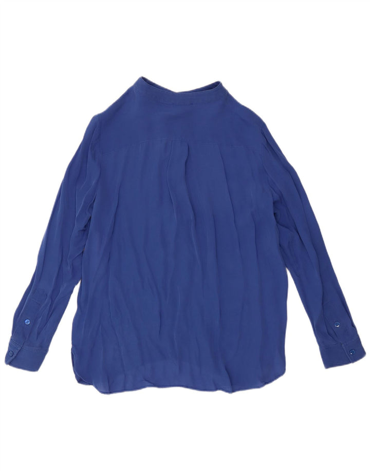 Blusa feminina Luisa Spagnoli manga comprida Reino Unido 14 seda azul médio
