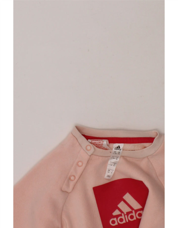 ADIDAS Baby Girls Graphic Sweatshirt Jumper 18-24 Months Pink Cotton Vintage Adidas and Second-Hand Adidas from Messina Hembry 