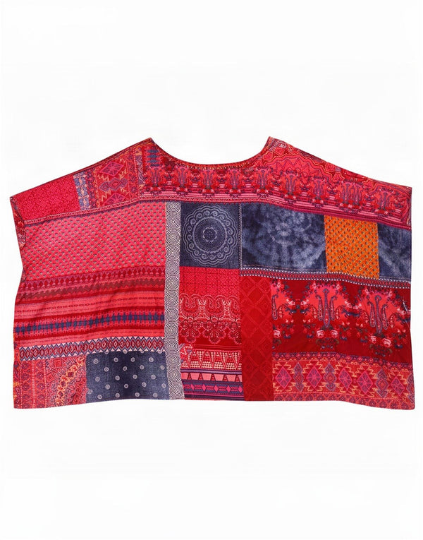 Blusa oversized feminina Desigual UK 10 pequena viscose floral vermelha