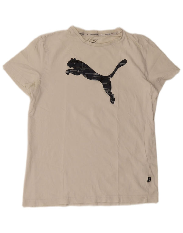 Puma Boys Graphic T-Shirt Top 15-16 Years White Cotton