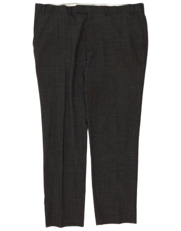 Marks & Spencer Mens Tapered Suit Trousers W40 L31 Grey Wool Classic