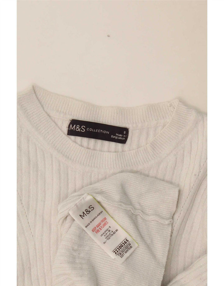 Suéter feminino Marks & Spencer com gola canoa Reino Unido 8 pequeno branco