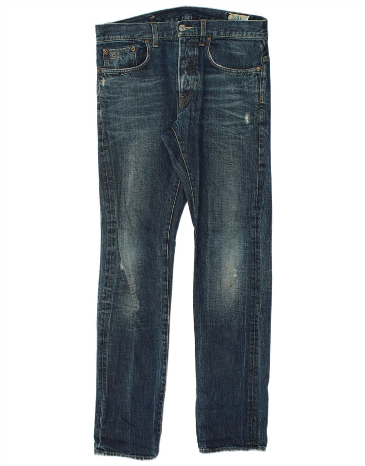 Calça jeans slim masculina G-Star desgastada W33 L34 algodão azul