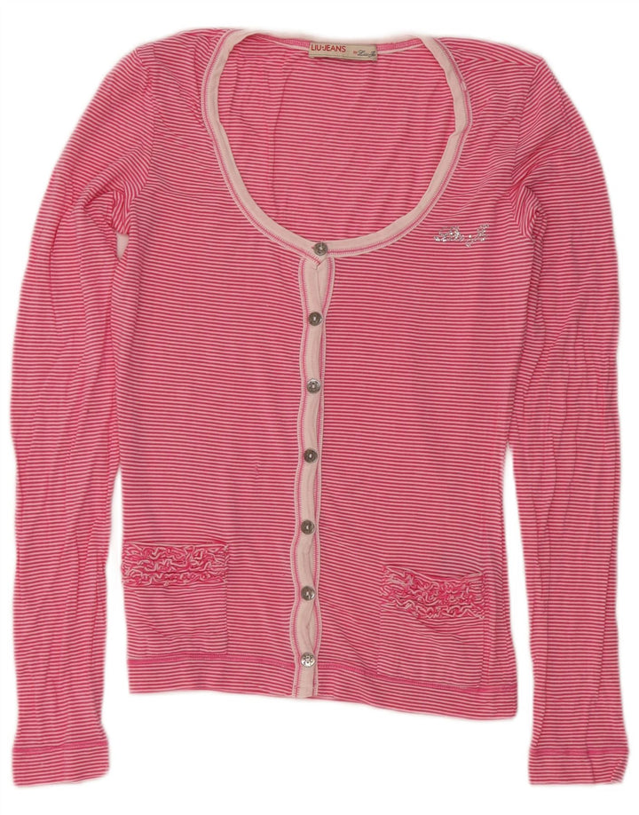 Blusa feminina Liu Jo UK 8 pequena listrada rosa modal