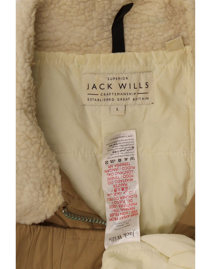 Jaqueta bomber masculina Jack Wills Reino Unido 40 grande poliéster bege