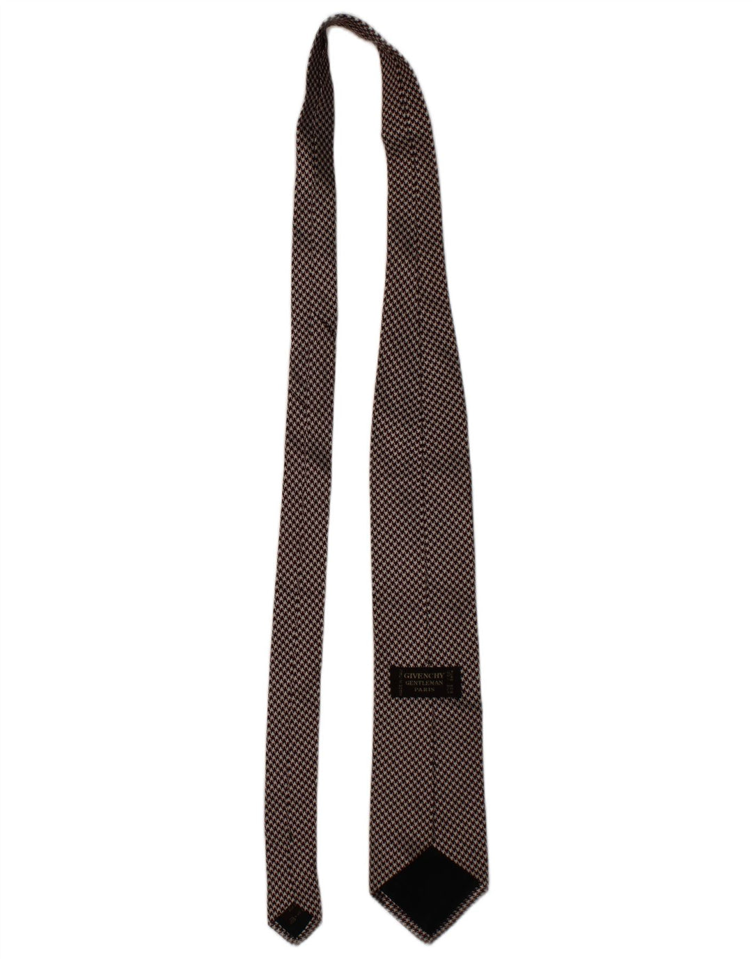 Gravata masculina GIVENCHY tamanho único marrom houndstooth seda clássica