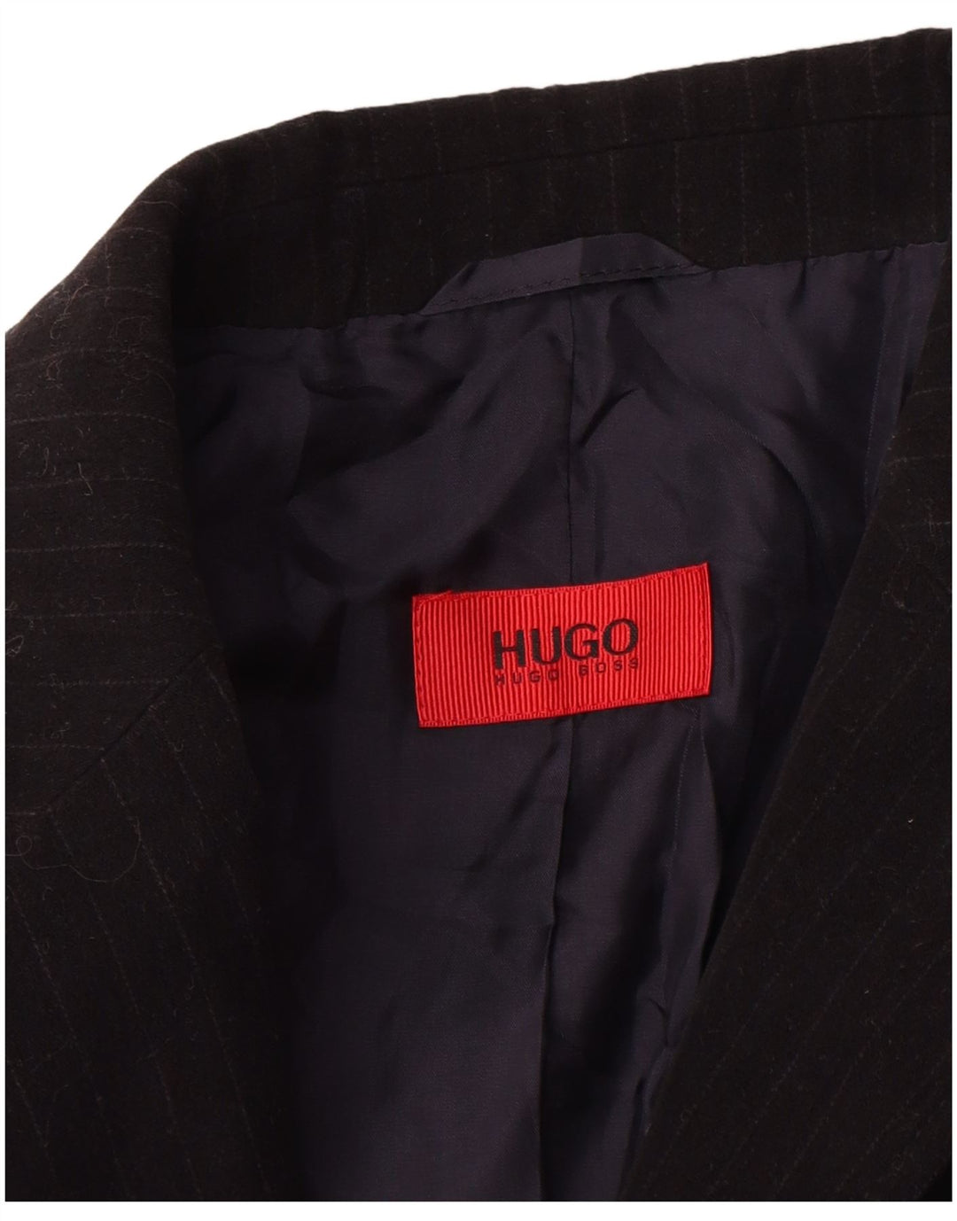 Jaqueta blazer masculina de 2 botões HUGO BOSS UE 50 grande algodão listrado preto