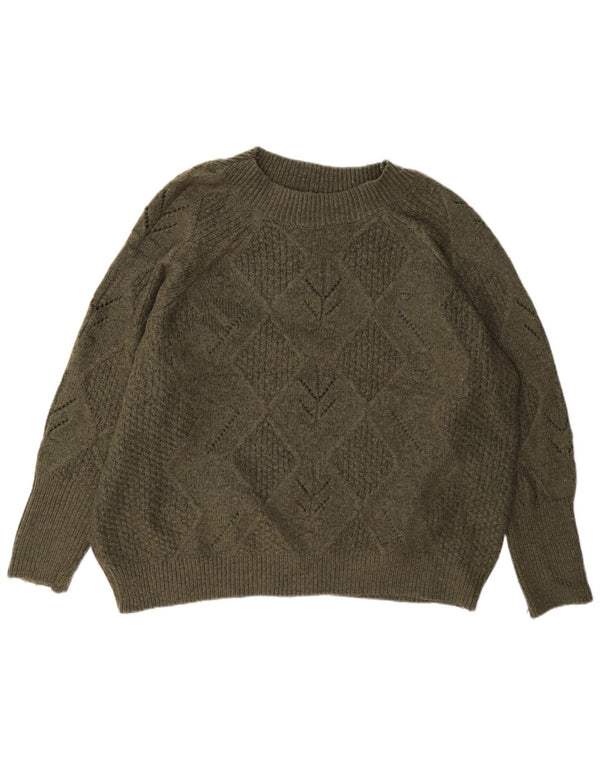 Suéter feminino Marks & Spencer com gola redonda grande Reino Unido 18 XL verde
