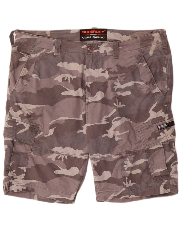Superdry Mens Cargo Shorts W38 XL Cinza Camuflagem Algodão