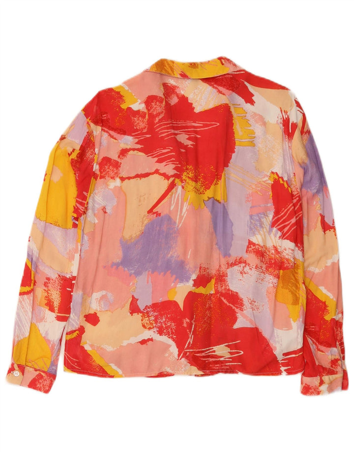 Blusa feminina vintage com estampa abstrata UK 10 pequena multicolorida