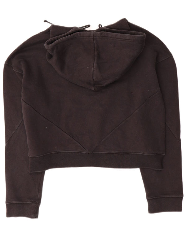 ADIDAS Womens Oversized Graphic Hoodie Jumper Reino Unido 10 Pequeno Algodão Preto