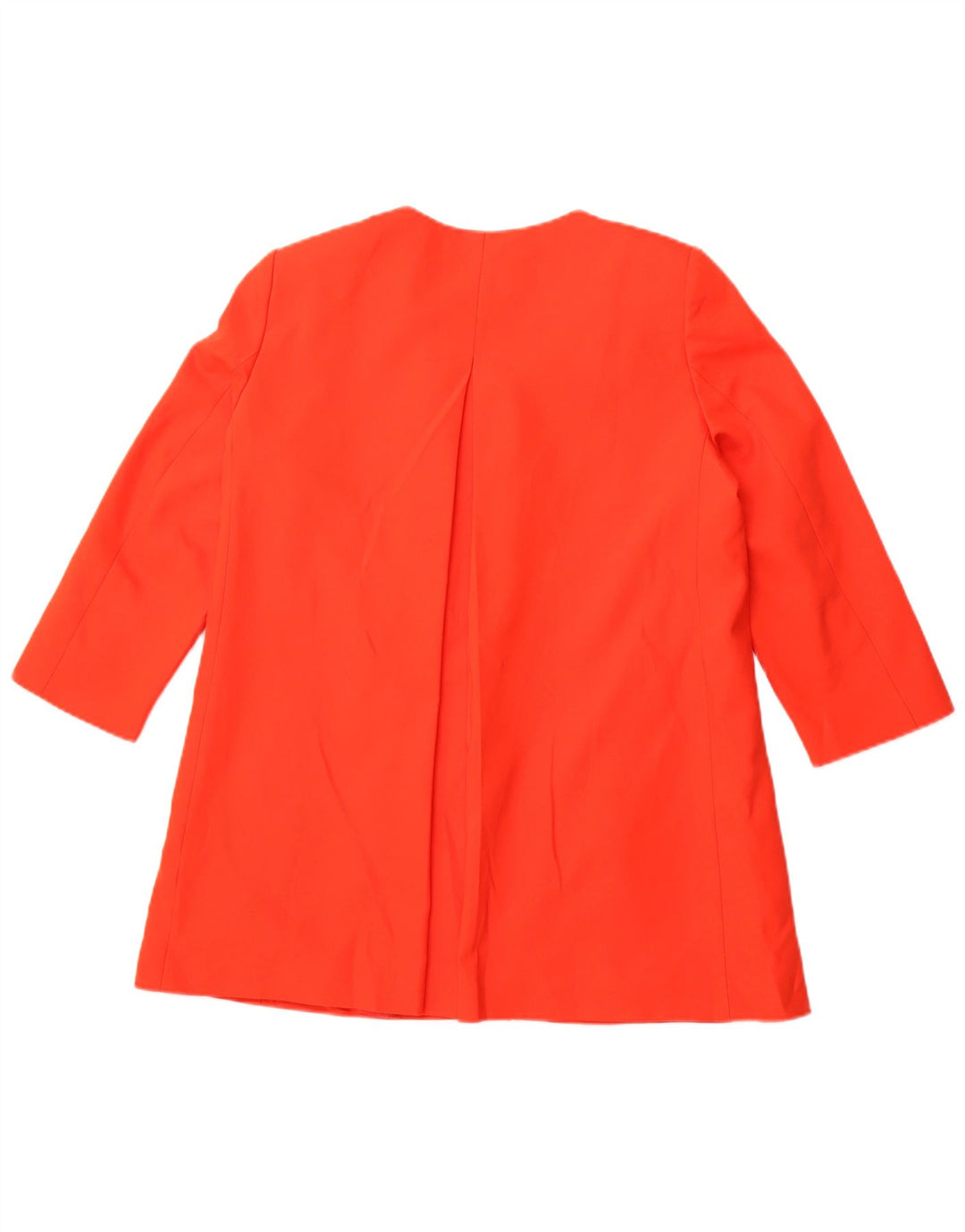 ZARA Jaqueta Blazer Feminina Manga 3/4 Aberta Reino Unido 14 Grande Algodão Laranja